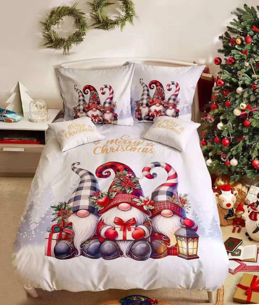  TOTÁLNY MASAKR CIEN - Sada vianočných bavlnených obliečok s 3D efektom pre 2 postele 140x200/70x90 cm - VIANOCE / MERRY CHRISTMAS - ŠKRÍTCI + prestieradlo zadarmo