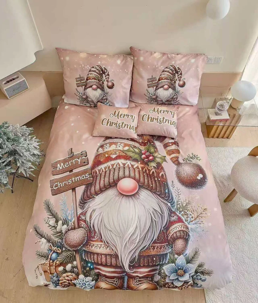  TOTÁLNY MASAKR CIEN - Sada vianočných bavlnených obliečok s 3D efektom pre 2 postele 140x200/70x90 cm - VIANOCE / MERRY CHRISTMAS - ŠKRÍTEK + prestieradlo zadarmo