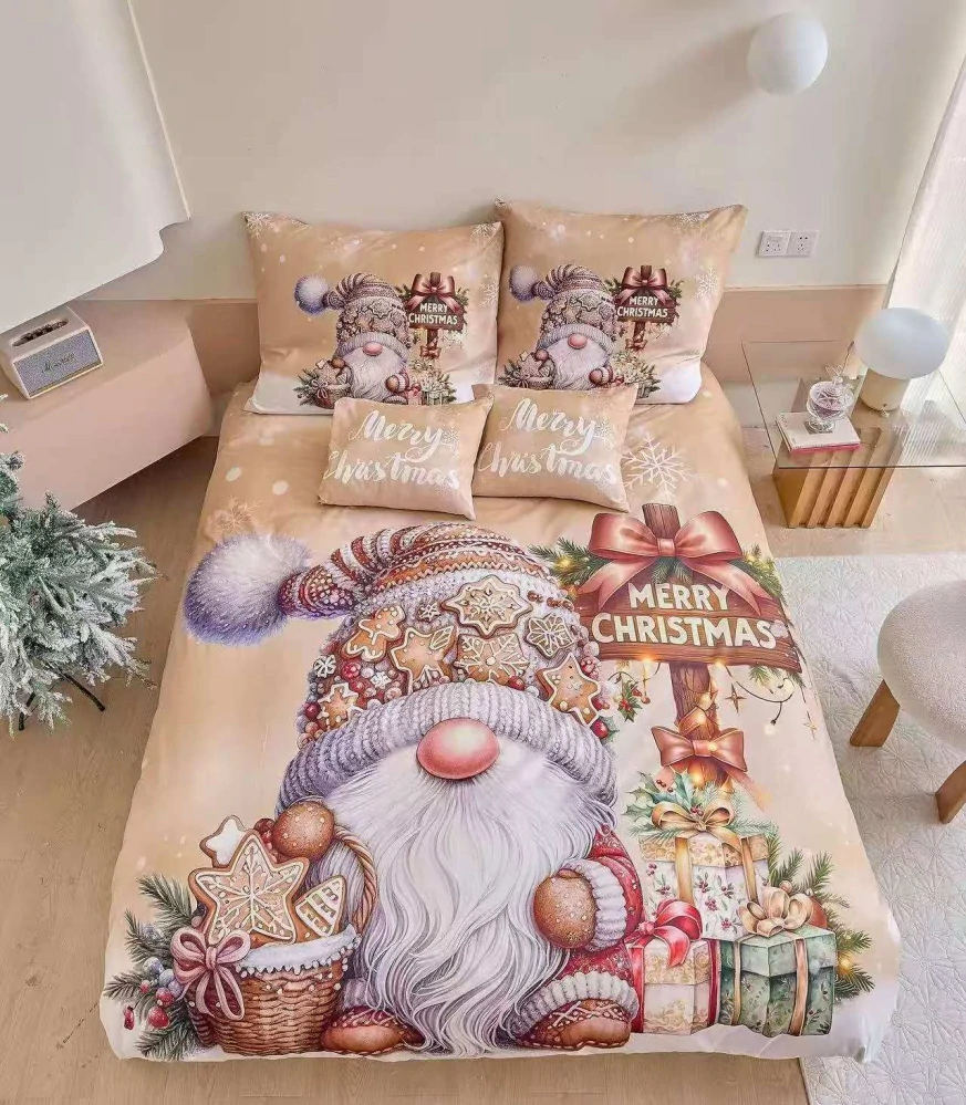  TOTÁLNY MASAKR CIEN - Sada vianočných bavlnených obliečok s 3D efektom pre 2 postele 140x200/70x90 cm - VIANOCE / MERRY CHRISTMAS - ŠKRÍTOK S PERNÍČKY + prestieradlo zadarmo
