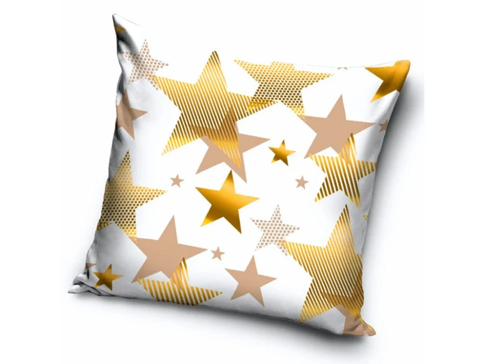 Vánoční Sametový dekorační polštářek Vánoce Zlaté Hvězdy 40x40 cm