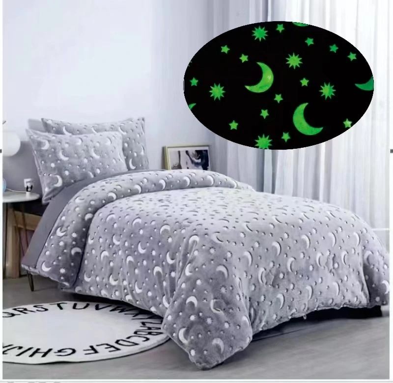 Svítící mikroplyšové povlečení Noční Obloha - šedé 140x200/70x90 cm – novinka 2026