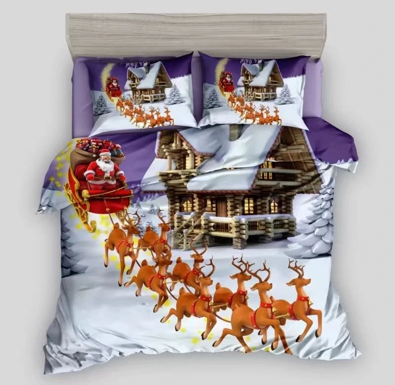  TOTÁLNY MASAKR CIEN - Bavlnená vianočná sada obliečky s 3D efektom 140x200/70x90 cm - VIANOCE - MERRY CHRISTMAS č. 14 140x200/70x90cm + POVLAK VANKÚŠIK ZADARMO -