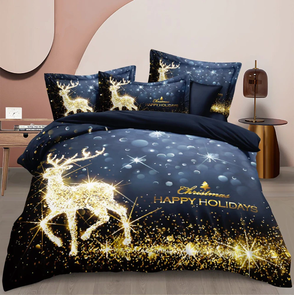 TOTÁLNÍ MASAKR CEN !  Bavlněná vánoční sada povlečení s 3D efektem 140x200/70x90 cm - VÁNOCE - MERRY CHRISTMAS č. 1 140x200/70x90cm + POVLAK  POLŠTÁŘEK ZDARMA !