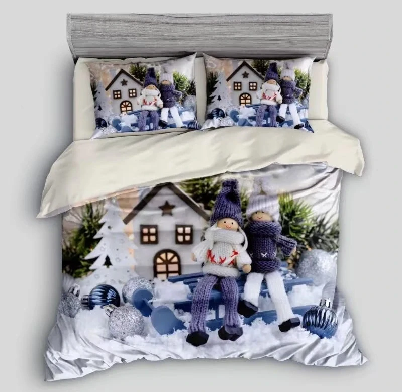  TOTÁLNY MASAKR CIEN - Bavlnená vianočná sada obliečok s 3D efektom 140x200/70x90 cm - VIANOCE - MERRY CHRISTMAS č. 15 + POVLAK VANKÚŠIK ZADARMO -