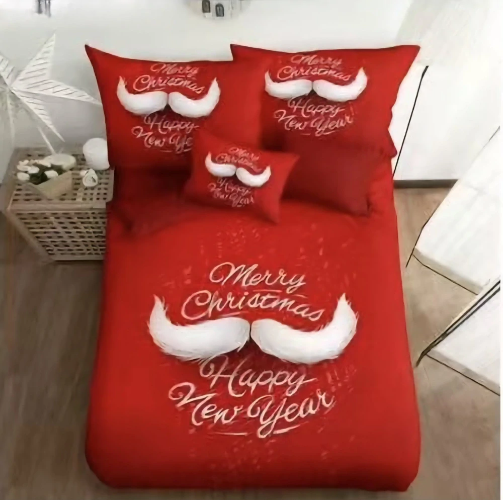  TOTÁLNÍ MASAKR CEN !  Bavlněná vánoční sada povlečení s 3D efektem 140x200/70x90 cm - VÁNOCE - MERRY CHRISTMAS Knír  140x200/70x90cm + POVLAK  POLŠTÁŘEK ZDARMA !