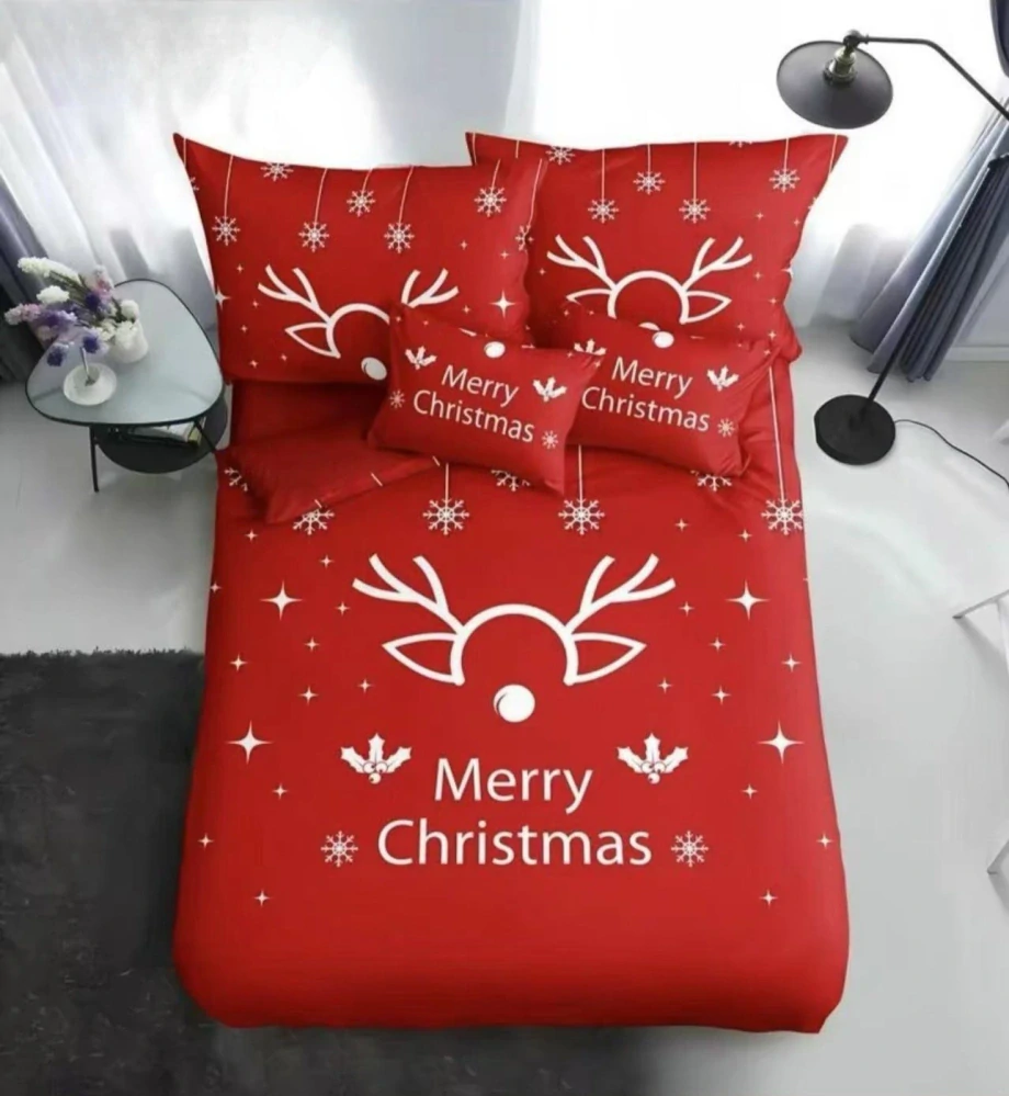 TOTÁLNÍ MASAKR CEN !  Bavlněná vánoční sada povlečení s 3D efektem 140x200/70x90 cm - VÁNOCE - MERRY CHRISTMAS Parohy 140x200/70x90cm + POVLAK  POLŠTÁŘEK ZDARMA !