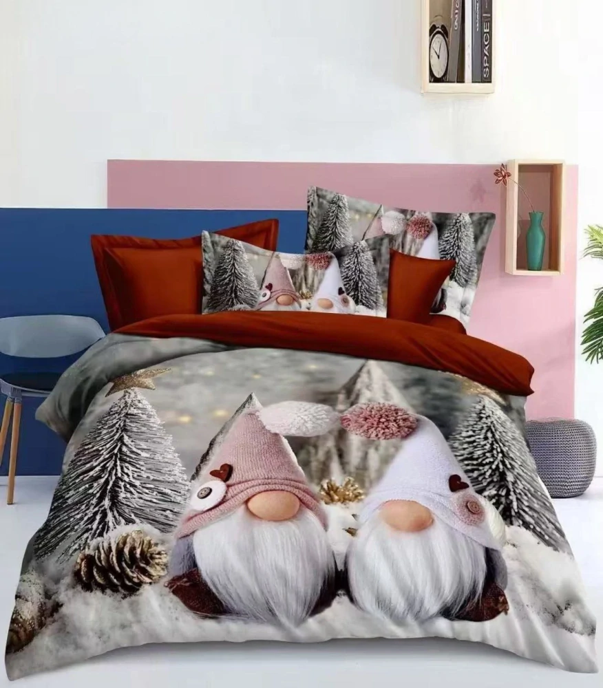 TOTÁLNY MASAKR CIEN - Bavlnená vianočná sada obliečok s 3D efektom 140x200/70x90 cm - VIANOCE - MERRY CHRISTMAS Dva Škriatkovia 140x200/70x90cm + POVLAK VANKÚŠIK ZADARMO -