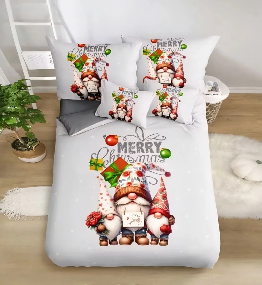  TOTÁLNÍ MASAKR CEN !  Bavlněná vánoční sada povlečení s 3D efektem 140x200/70x90 cm - VÁNOCE - MERRY CHRISTMAS Skřítci kámoši 140x200/70x90cm + POVLAK  POLŠTÁŘEK ZDARMA !