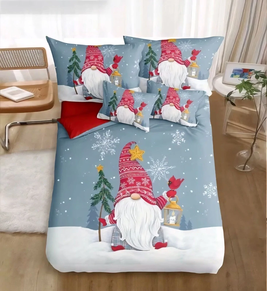  TOTÁLNÍ MASAKR CEN !  Bavlněná vánoční sada povlečení s 3D efektem 140x200/70x90 cm - VÁNOCE - MERRY CHRISTMAS Skřítek Šmudla 140x200/70x90cm + POVLAK  POLŠTÁŘEK ZDARMA !