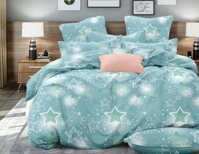  TOTÁLNY MASAKR CIEN - SADA BAVLNENEJ OBLIEČKY S 3D EFEKTOM NA 1 POSTEĽ 140x200/70x90cm - BLÝSKAVÉ HVIEZDIČKY TYRKYS + POVLAK NA VANKÚŠIK ZADARMO-