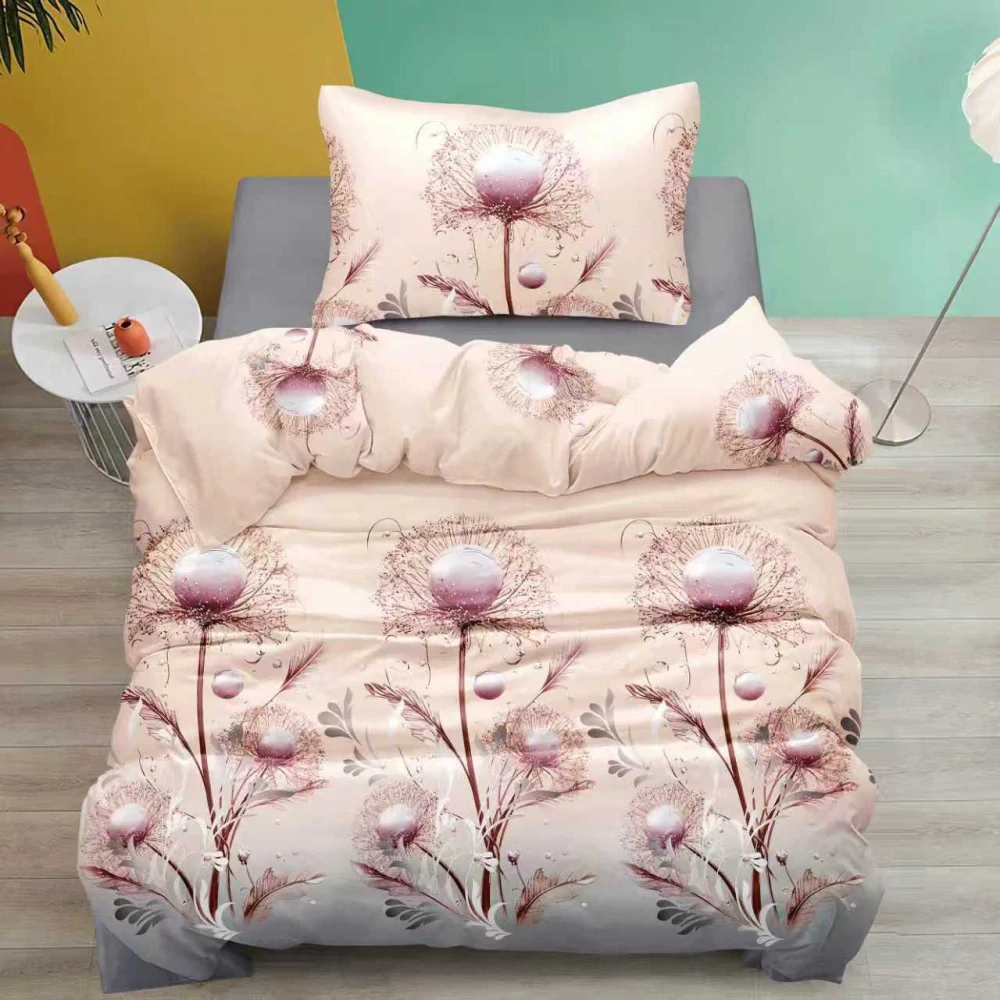 NOVINKA 2026 - Exkluzívne obojstranné Bavlnené obliečky s 3D efektom 140x200/70x90 cm - PAMPELIŠKY BÉŽOVÉ