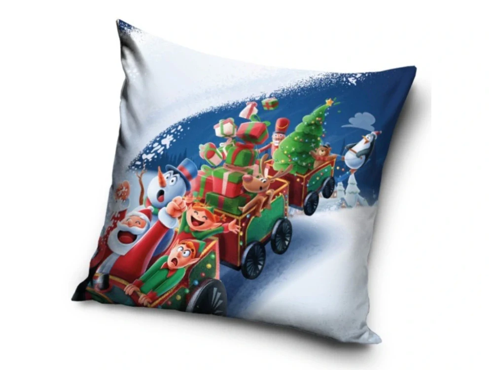 Vánoční Sametový dekorační polštářek Vánoční Jízda 40x40 cm