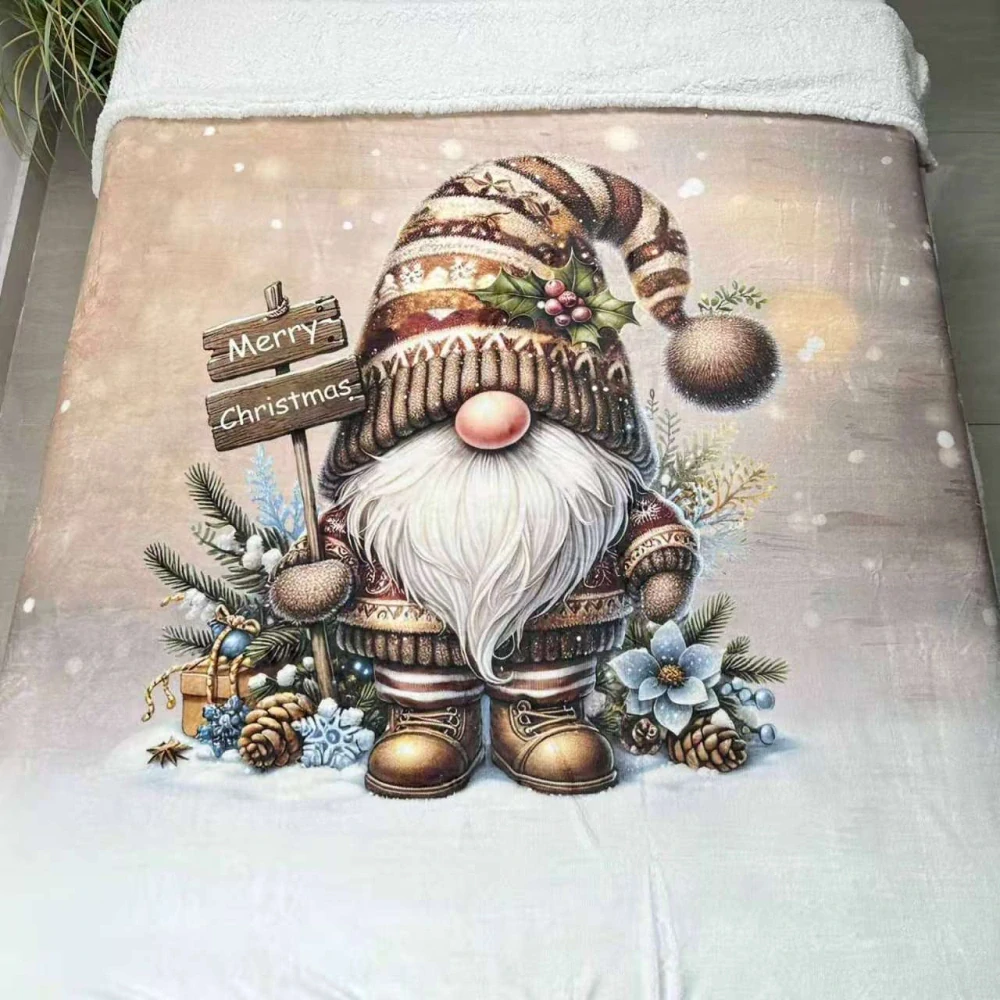 NOVINKA 2026 !  MIKROFLANELOVÁ DEKA  S BERÁNKEM 150x200cm  -  VÁNOCE - MERRY CHRISTMAS - SKŘÍTEK 