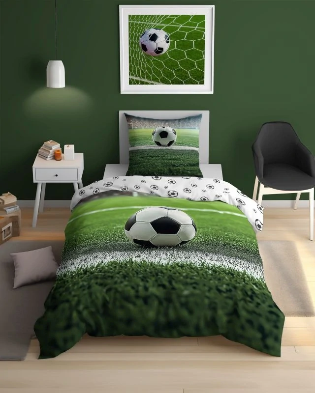 Novinka 2026 – Oboustranné bavlněné povlečení FOTBAL 140x200 / 70x80 cm – 100% bavlna
