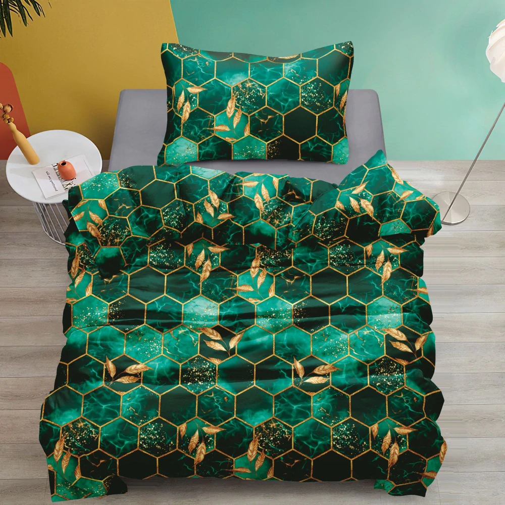 NOVINKA 2026 - Exkluzívne obojstranné Bavlnené obliečky s 3D efektom 140x200/70x90 cm - PLÁSTVA - ZELENÉ