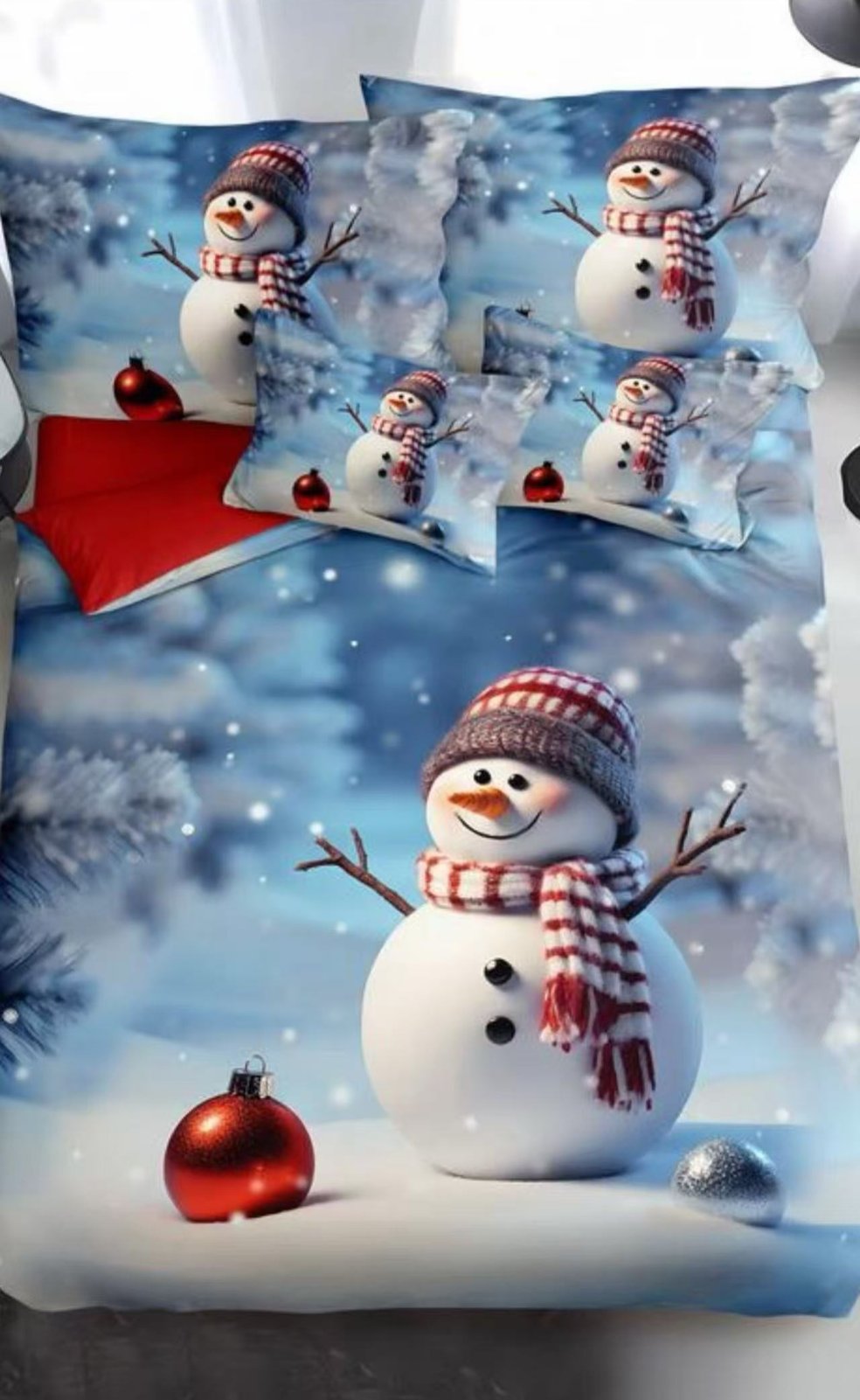  TOTÁLNÍ MASAKR CEN ! Sada vánočního Bavlněného povlečení na Francouzskou přikrývku 200x220/70x90 cm – s 3D efektem , MERRY CHRISTMAS VÁNOČNÍ - Sněhuláček + prostěradlo ZDARMA! 