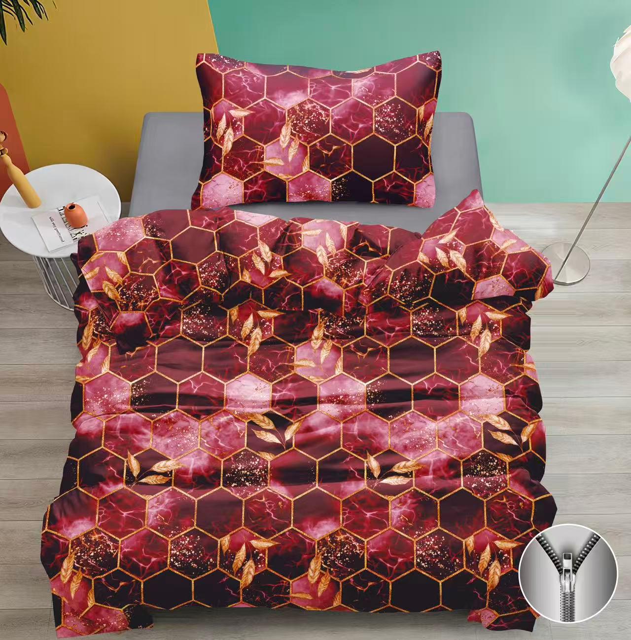 NOVINKA 2026 - Exkluzívne obojstranné Bavlnené obliečky s 3D efektom 140x200/70x90 cm - PLÁSTVO VÍNOVÉ