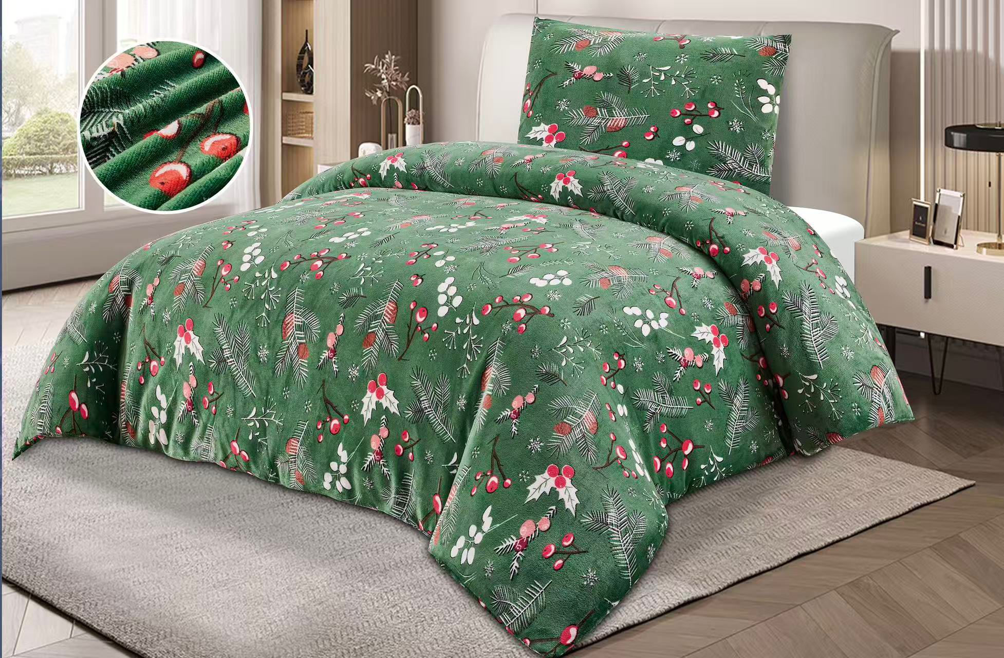 TOTÁLNÍ MASAKR CEN !  Mikroplyšové povlečení s 3D efektem 140x200/70x90 cm - VĚTVIČKY ZELENÉ