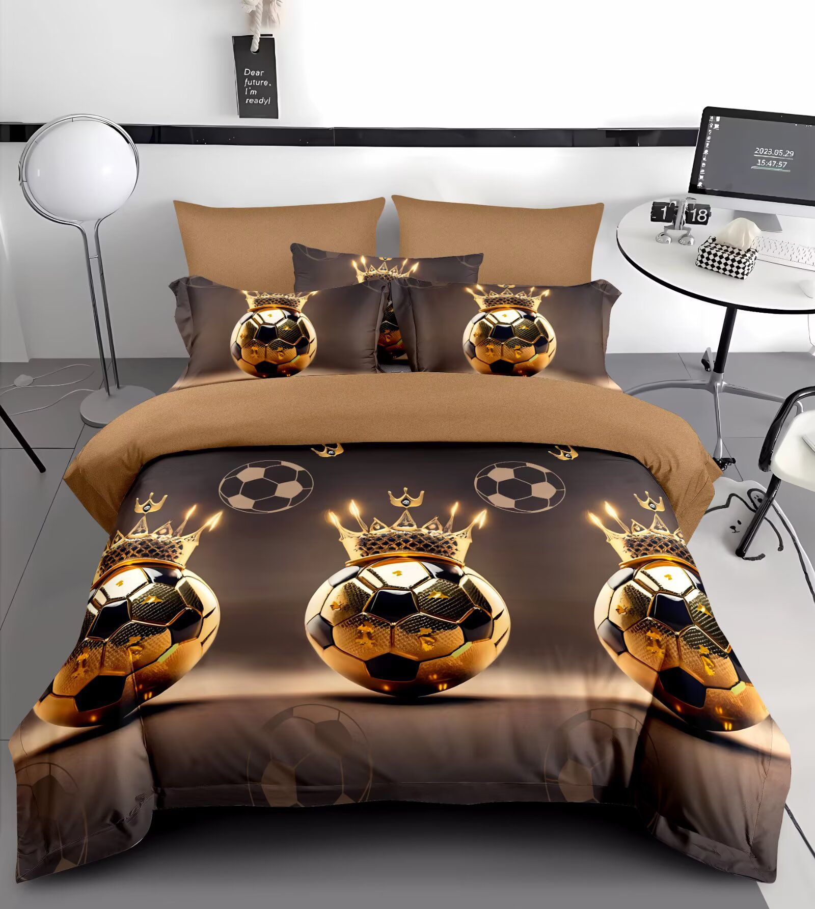 NOVINKA 2026 ! EXKLUZIVNÍ OBOUSTRANNÉ BAVLNĚNÉ POVLEČENÍ NA FRANCOUZSKOU PŘIKRÝVKU 200x220 / 70x90cm - FOTBAL - ZLATÝ MÍČ