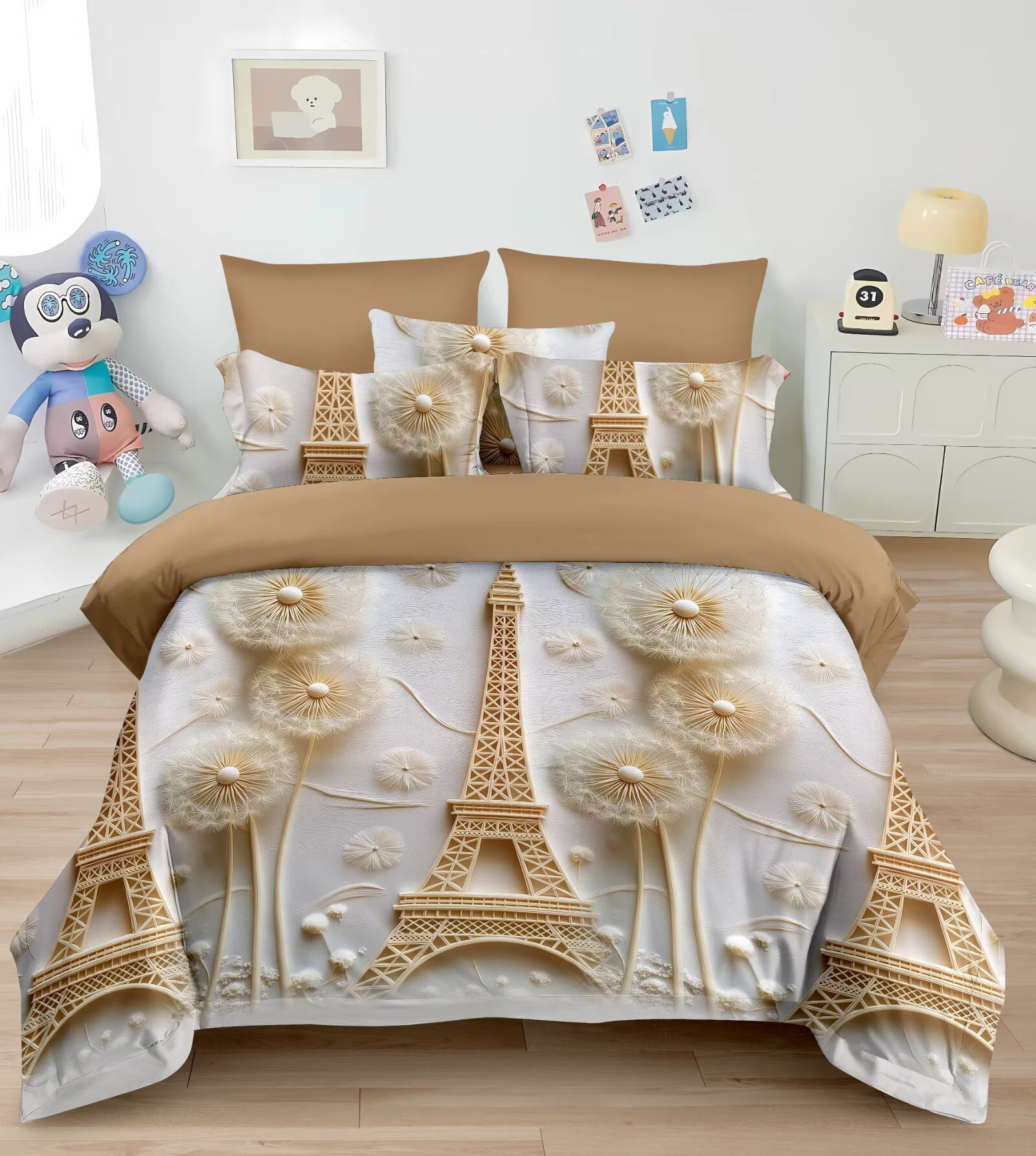 NOVINKA 2026 ! EXKLUZIVNÍ OBOUSTRANNÉ BAVLNĚNÉ POVLEČENÍ NA FRANCOUZSKOU PŘIKRÝVKU 200x220 / 70x90cm - EIFFELOVKA