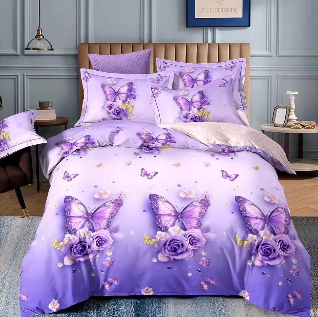 NOVINKA 2026 ! EXKLUZIVNÍ OBOUSTRANNÉ BAVLNĚNÉ POVLEČENÍ NA FRANCOUZSKOU PŘIKRÝVKU 200x220 / 70x90cm - HAPPY BUTTERFLIES