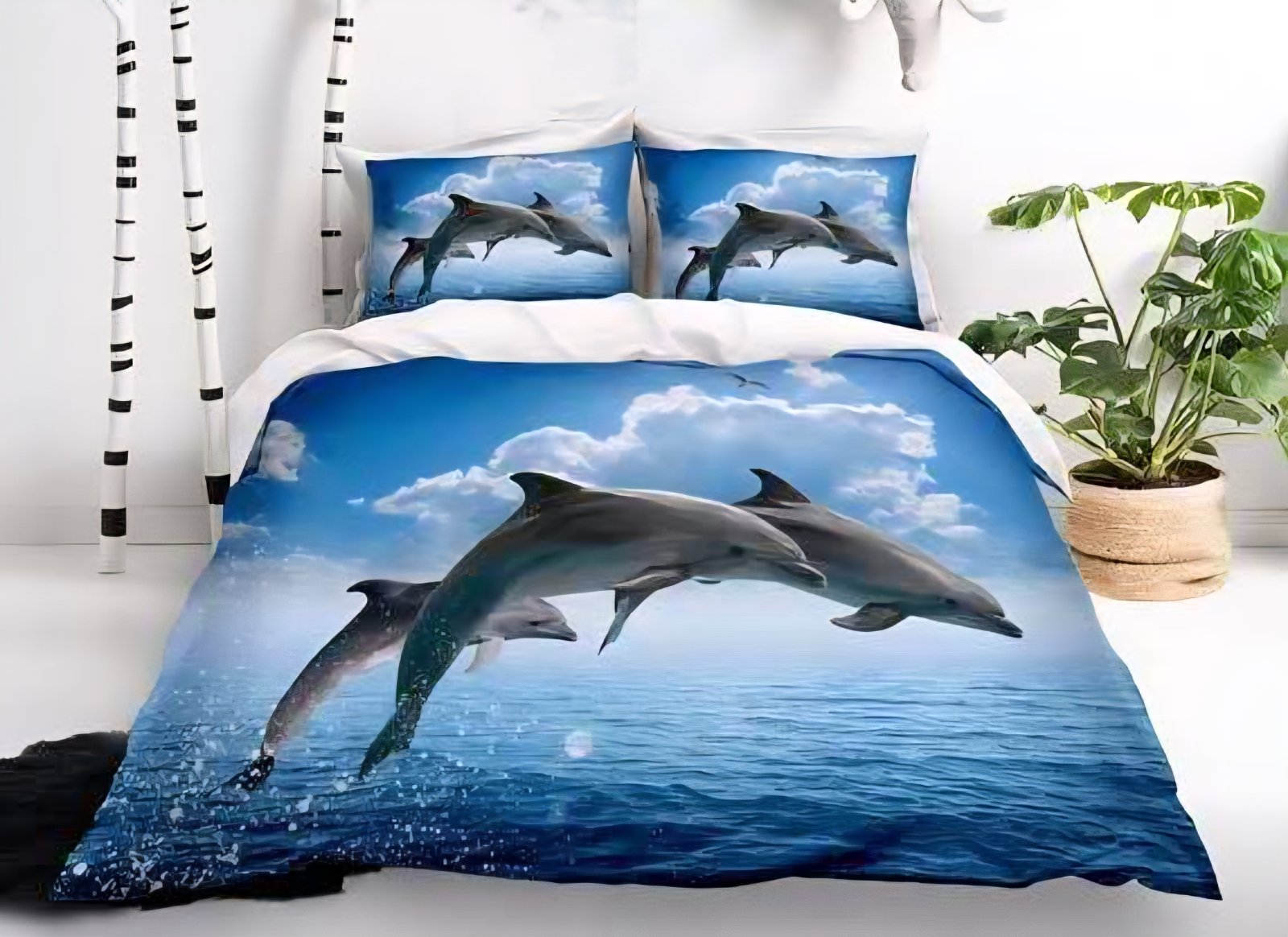 Novinka 2026 – Roztomilé 3D povlečení 140x200/70x90 cm – Delfíni + povlak na polštářek ZDARMA