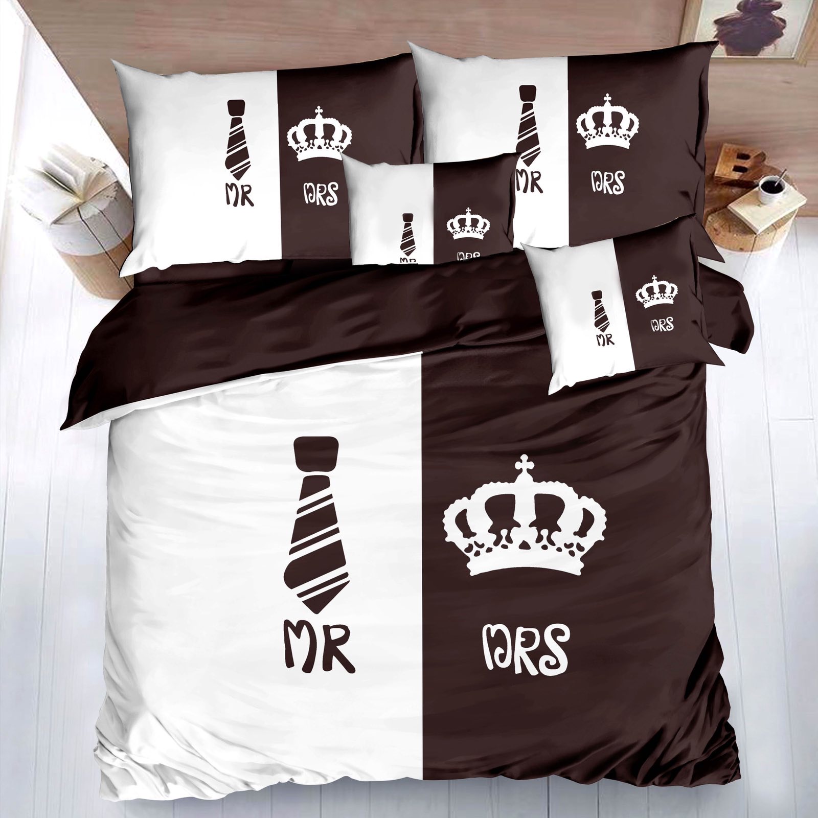 MEGA AKCE ! SADA POVLEČENÍ S 3D EFEKTEM - KING & QUEEN - NA 2 POSTELE 140x200/70x90 cm + PROSTĚRADLO ZDARMA ! 