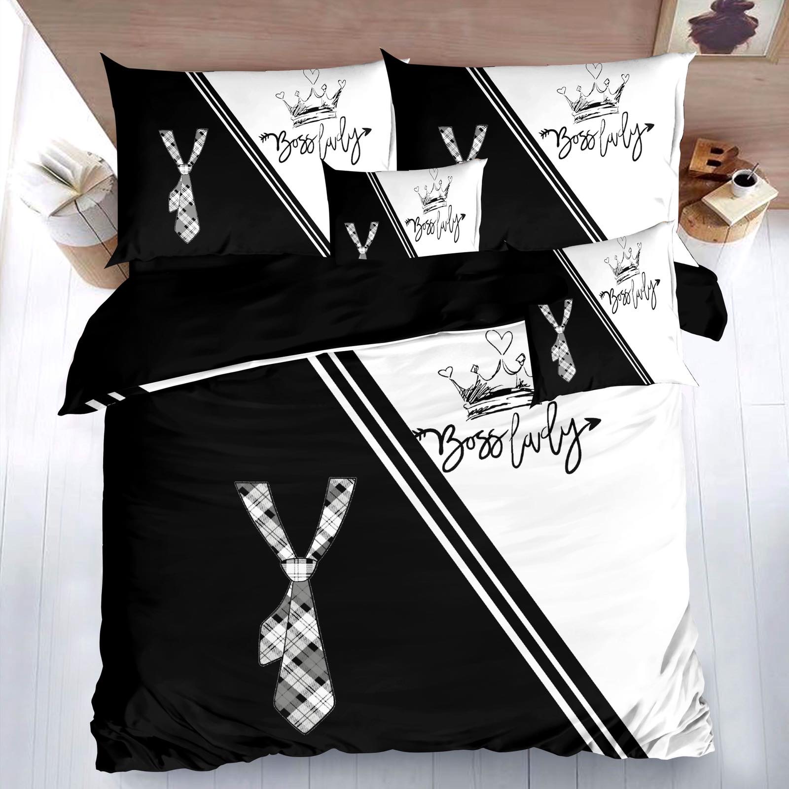 MEGA AKCIA - SADA OBLIEČKY S 3D EFEKTOM - KING &amp; LADY - NA 2 POSTELE 140x200/70x90 cm + PROSTIERADLO ZADARMO - 