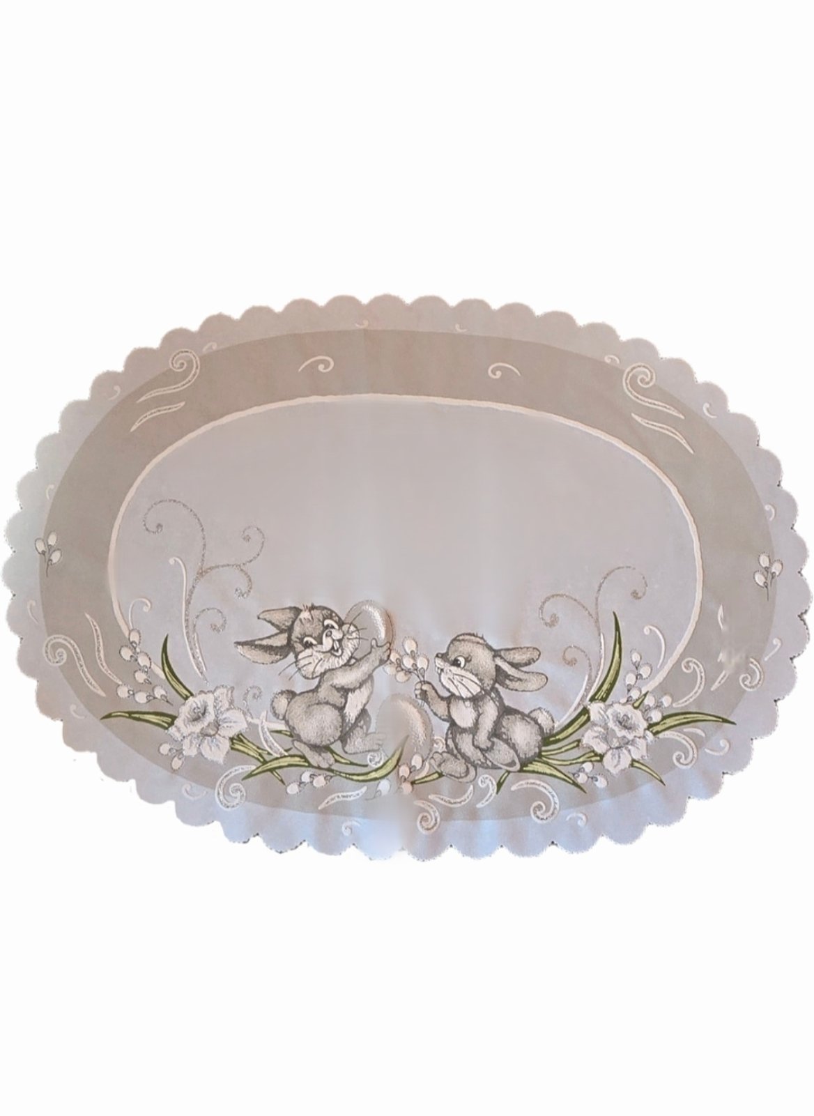 Velikonoční prostírání  32x48 cm ZAJÍČCI ŠEDÉ