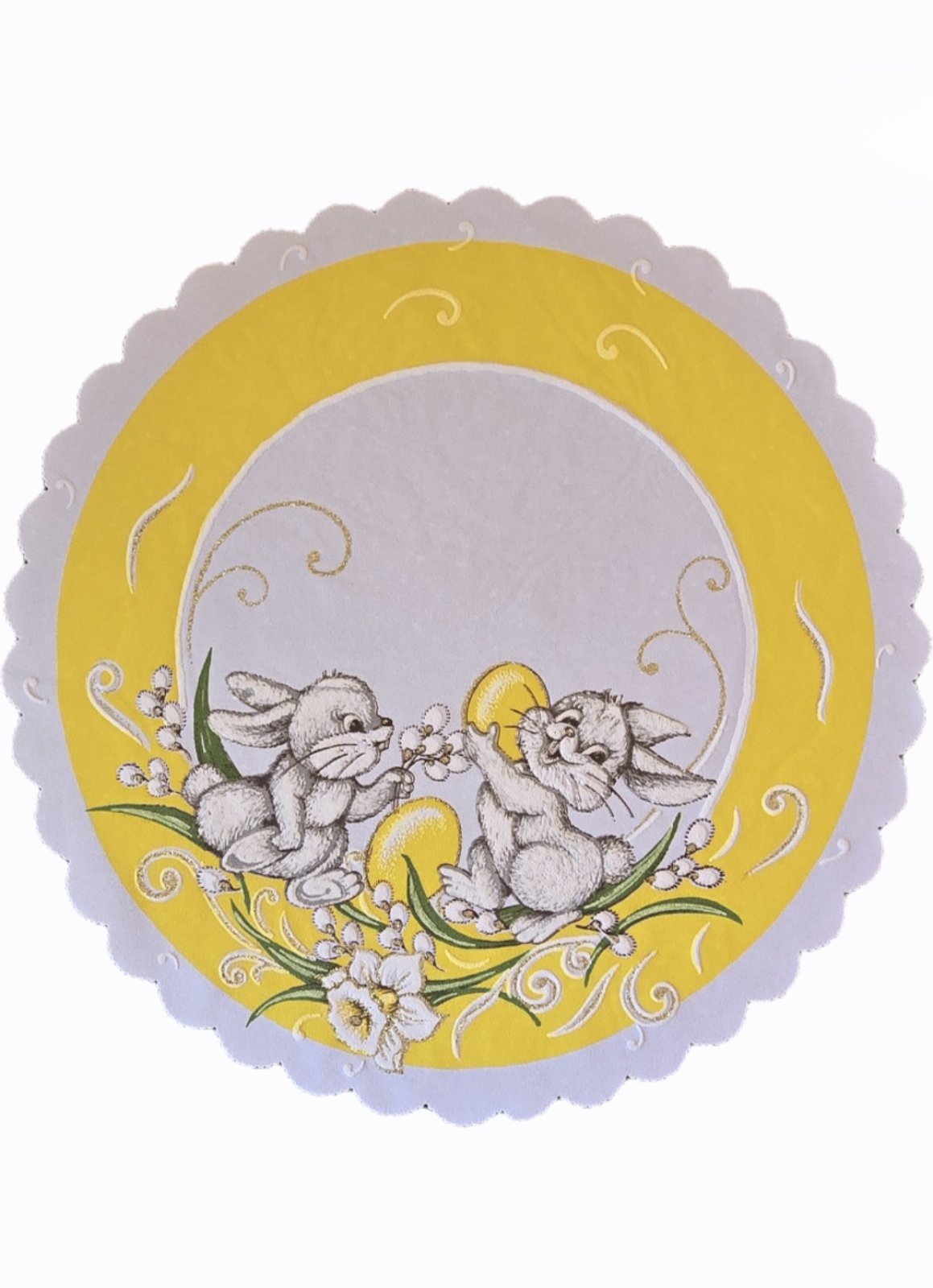 Veľkonočné prestieranie 35cm ZAJAČCI ŽLTÉ