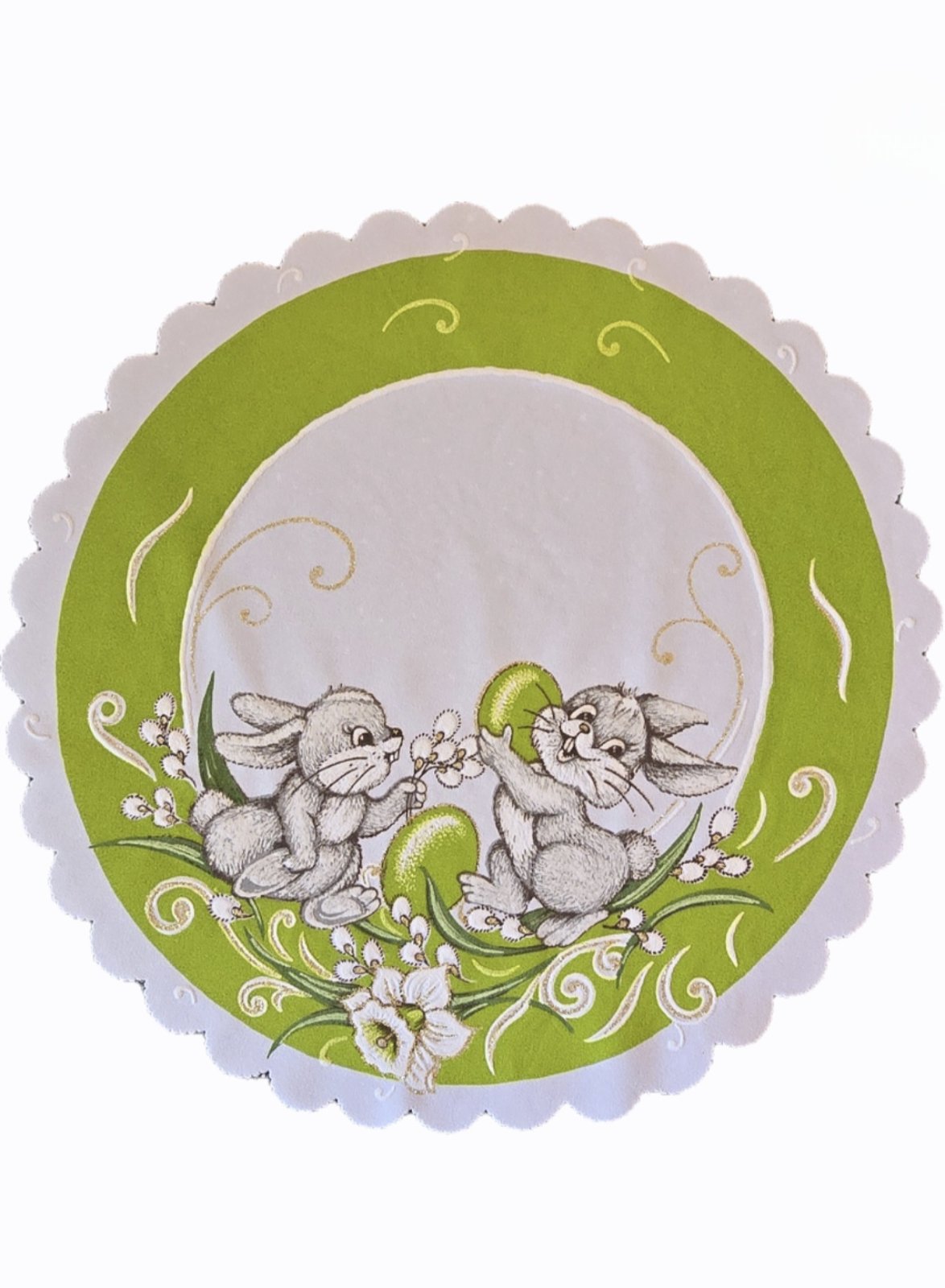 Velikonoční prostírání  35cm ZAJÍČCI ZELENÉ