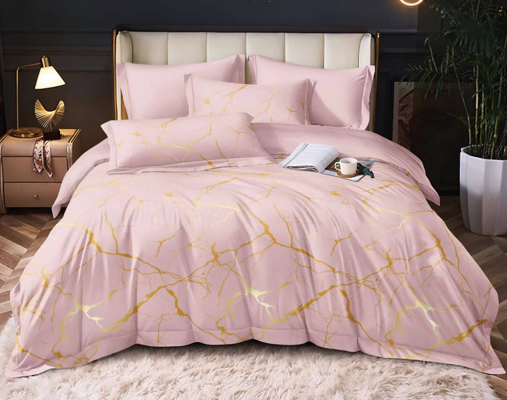 NOVINKA 2026 ! OBOUSTRANNÉ BAVLNĚNÉ POVLEČENÍ na 2 postele -140×200/70×90 cm - MRAMOR - STARORŮŽOVÝ + prostěradlo zdarma !