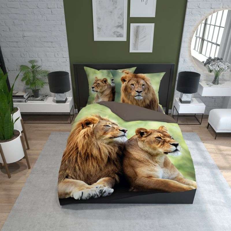 NOVINKA 2026 - Luxusné 3D obliečky - LEV A LVICE - Francúzske 220x200 cm