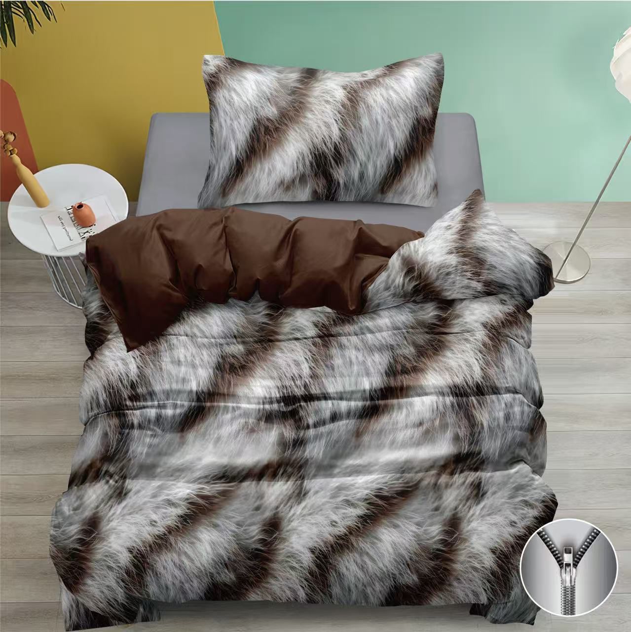 NOVINKA 2026 ! EXKLUZIVNÍ BAVLNĚNÉ POVLEČENÍ s 3D EFEKTEM - SAMANTA - HNĚDÉ 140x200/70x90cm  