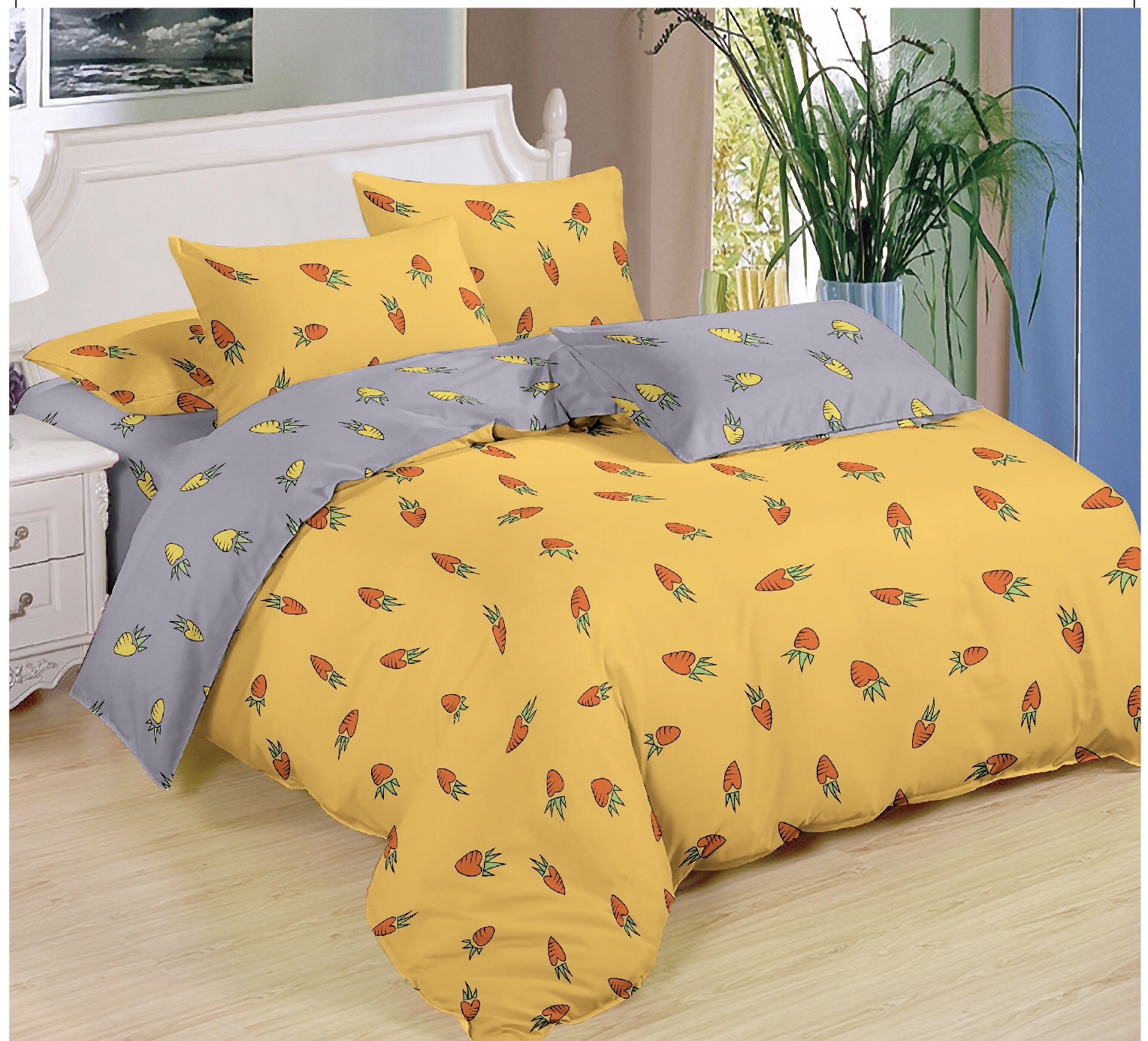 TOTÁLNY MASAKR CIEN - OBOJSTRANNÉ BAVLNENÉ OBLIEČKY na 2 postele - MRKVIČKY + PROSTIERADLO ZADARMO - 
