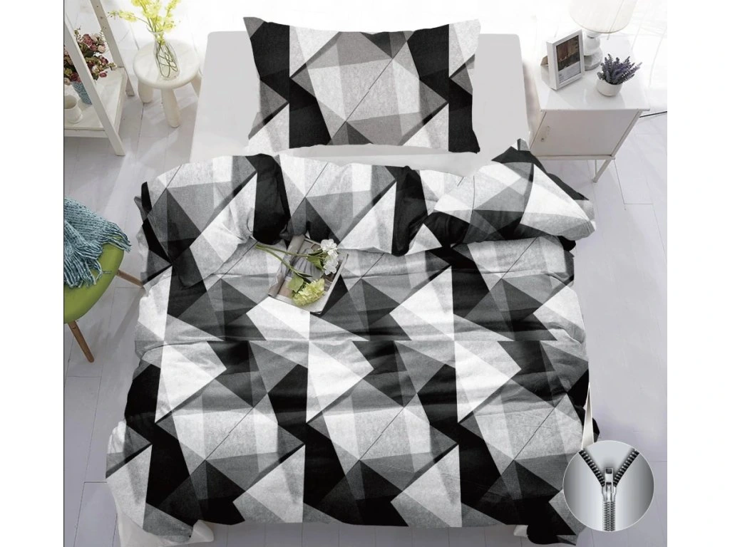 TOTÁLNY MASAKR CEN - LUXUSNÉ BAVLNENÉ OBLIEČKY TRIANGLES BLACK 140x200/70x90cm 