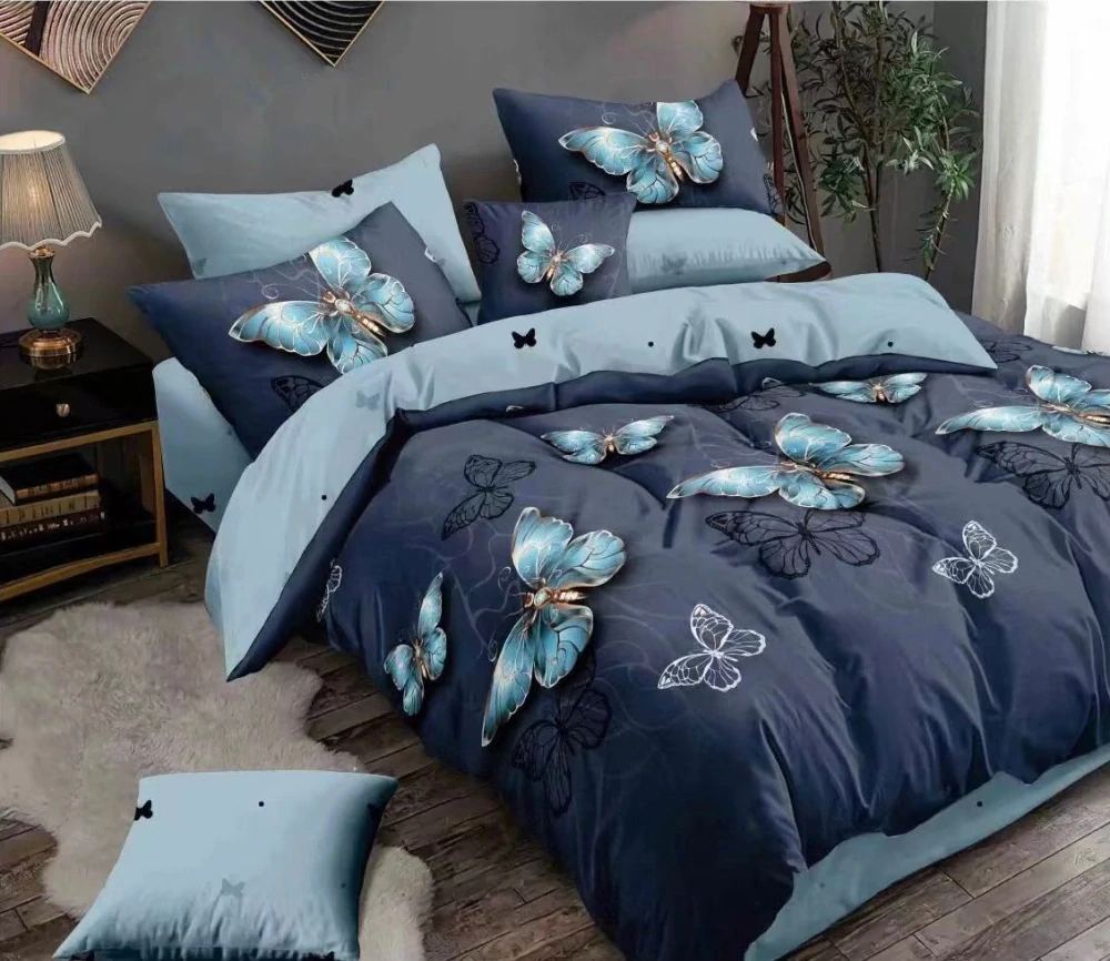 NOVINKA 2026 ! OBOUSTRANNÉ  BAVLNĚNÉ POVLEČENÍ - FRANCOUZSKÉ - 200x220cm - BLUE BUTTERFLY + PROSTĚRADLO ZDARMA !