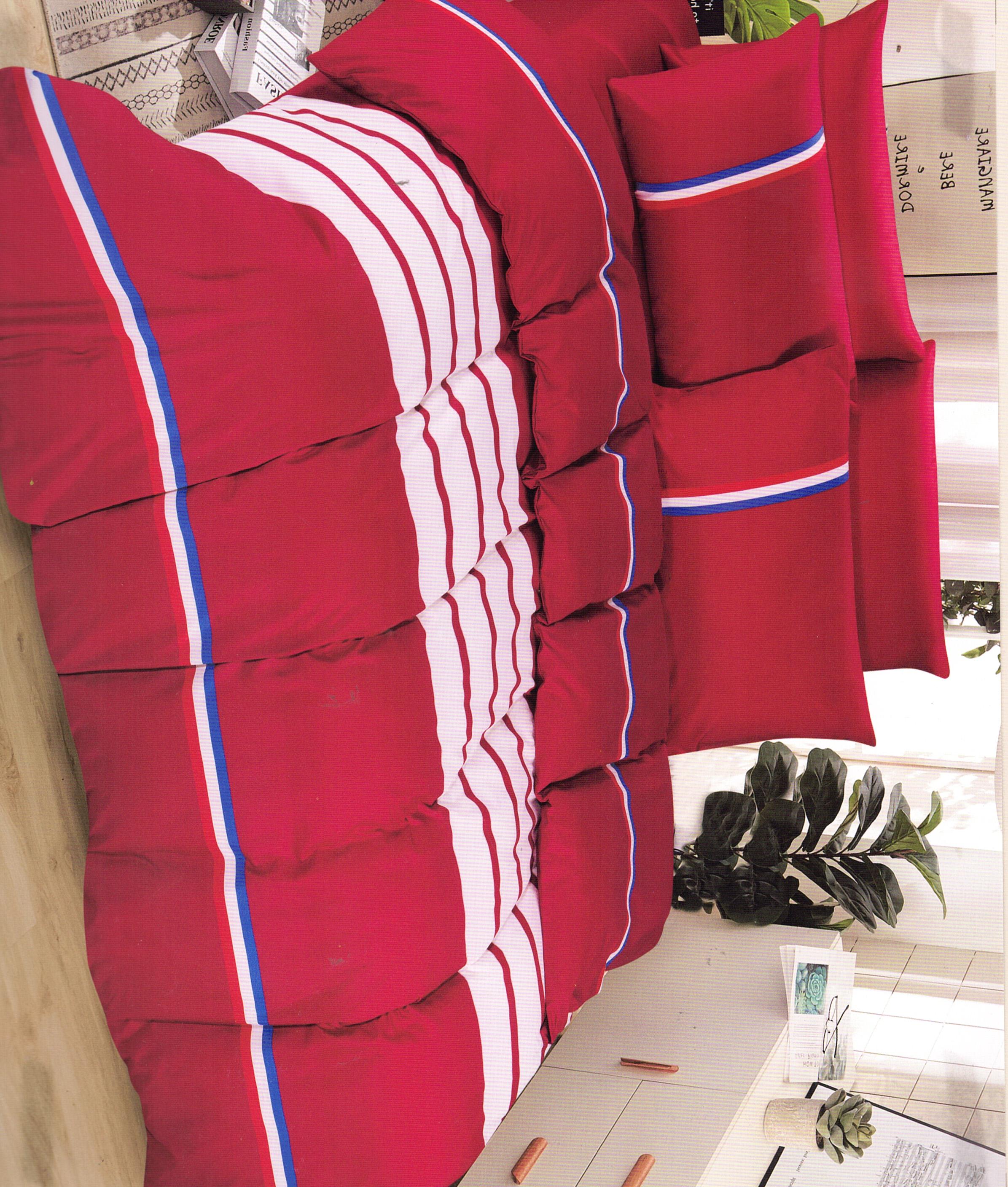 MEGA AKCE ! LUXUSNÍ BAVLNĚNÉ OBOUSTRANNÉ POVLEČENÍ KATARÍNA - ČERVENÁ 70x90/140x200cm + PROSTĚRADLO ZDARMA !