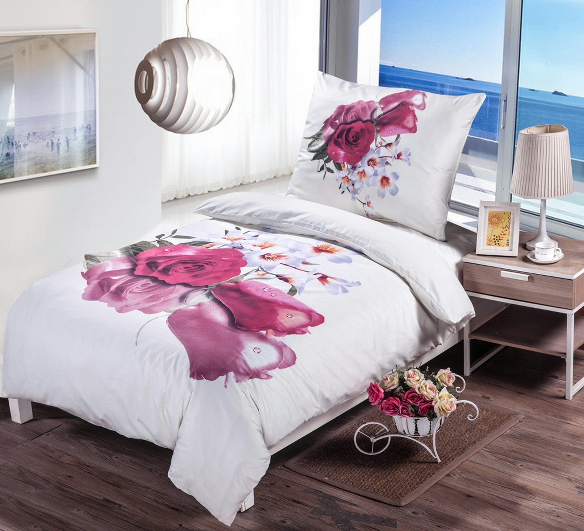 TOTÁLNÍ MASAKR CEN ! POVLEČENÍ S 3D EFEKTEM 140X200/70X90cm - RŮŽE