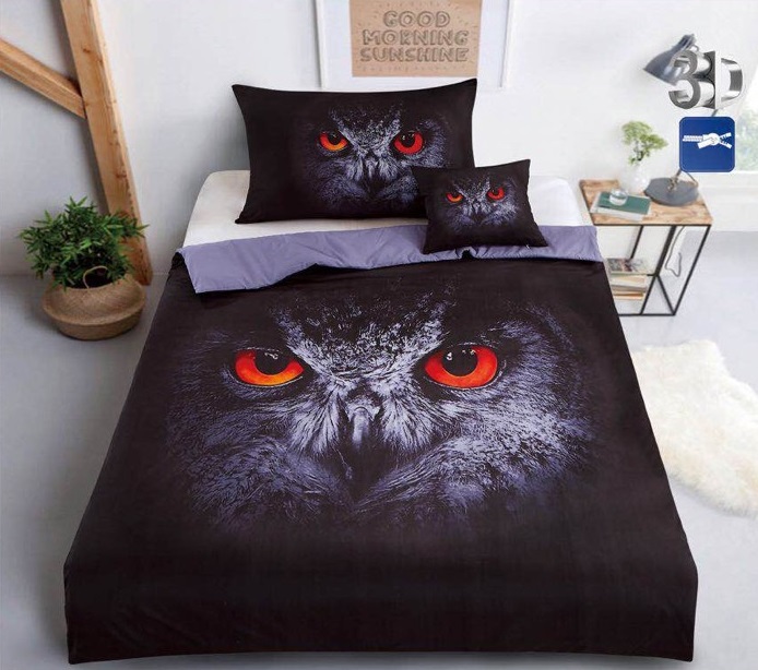TOTÁLNÍ MASAKR CEN ! POVLEČENÍ S 3D EFEKTEM 140X200/70X90cm - SOVA + POVLAK NA POLŠTÁŘEK ZDARMA