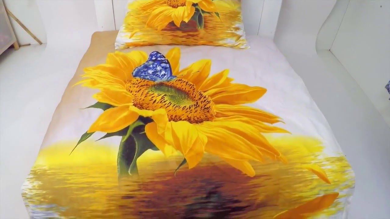 TOTÁLNÍ MASAKR CEN ! POVLEČENÍ S 3D EFEKTEM 140X200/70X90cm - SLUNEČNICE A MOTÝL