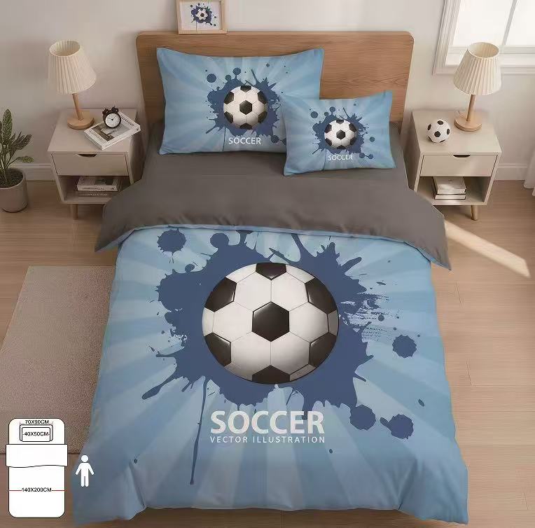 Novinka 2026 – Povlečení s 3d efektem - SOCCER BLUE FOTBAL + povlak na polštářek ZDARMA