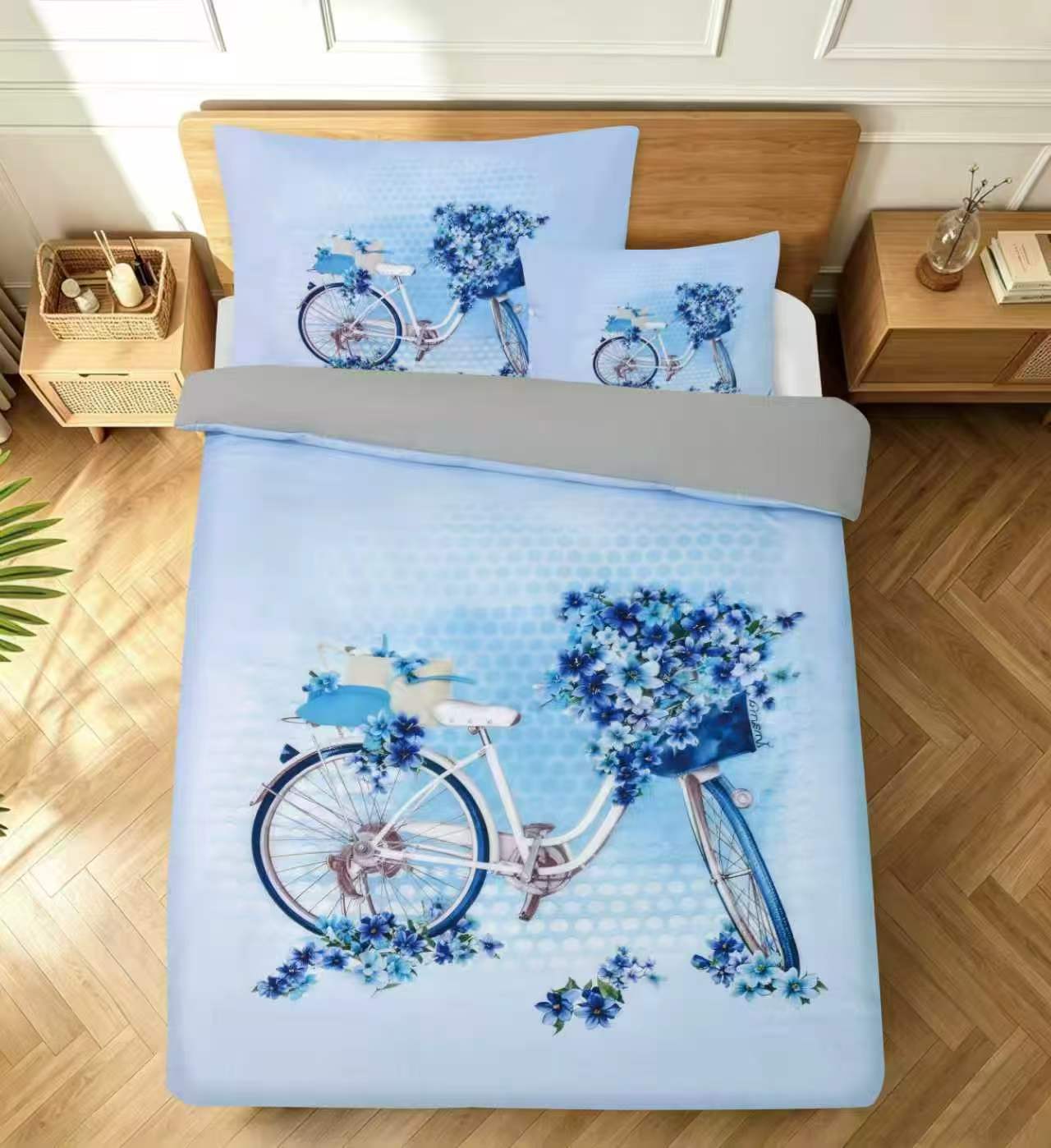 Novinka 2026 – Exkluzívne Obliečky s 3d efektom MODRÝ VELOCYPED 140x200/70x90cm + obliečka na vankúšik ZADARMO -