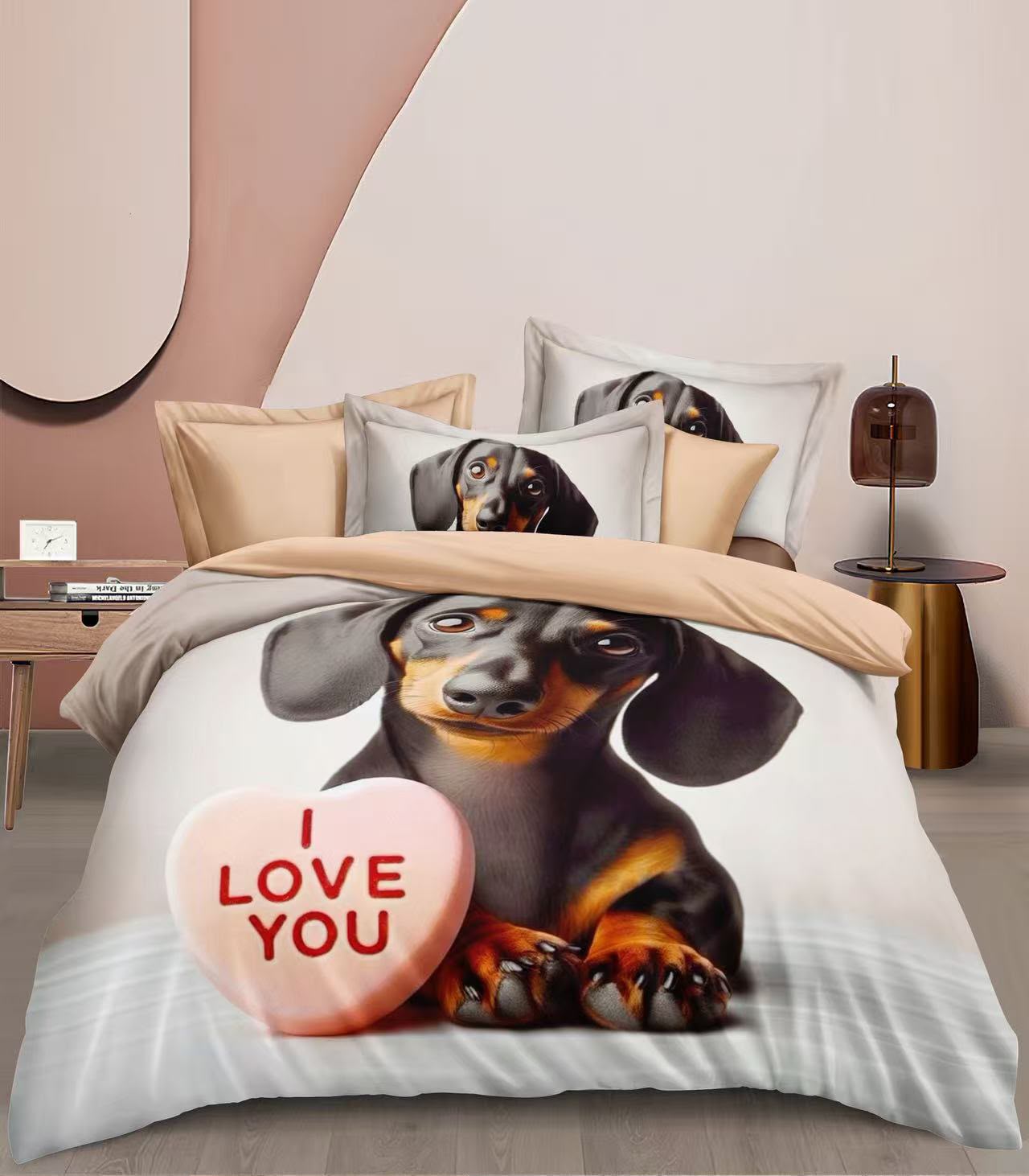 Novinka 2026 - Exkluzívne Obliečky s 3d efektom JAZEVČÍK - Y LOVE YOU 140x200/70x90cm + obliečka na vankúšik ZADARMO -