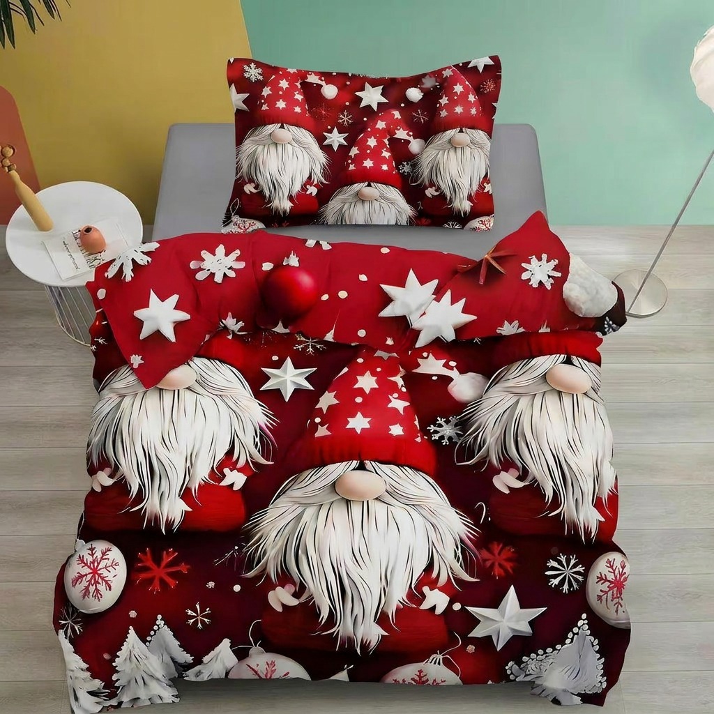 NOVINKA 2026 ! Bavlněná vánoční sada povlečení s 3D efektem 140x200/70x90 cm - VÁNOCE - MERRY CHRISTMAS - SKŘÍTCI - FOUSÁČI 140x200/70x90cm