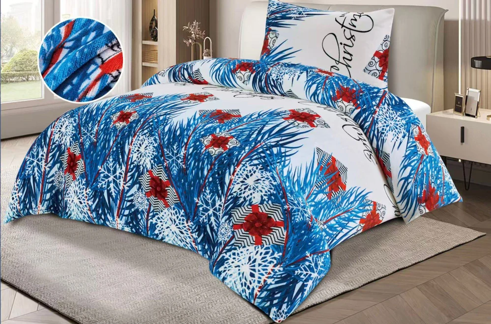 NOVINKA 2026 ! POVLEČENÍ MIKROPLYŠ NA 2 POSTELE 70x90/140x200cm - VLOČKY + MIKROPLYŠOVÉ PROSTĚRADLO ZDARMA !