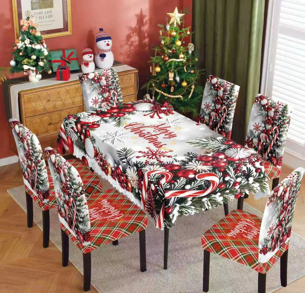 NOVINKA 2026 ! VÁNOČNÍ SET: UBRUS + POVLAK NA ŽIDLE Č.38