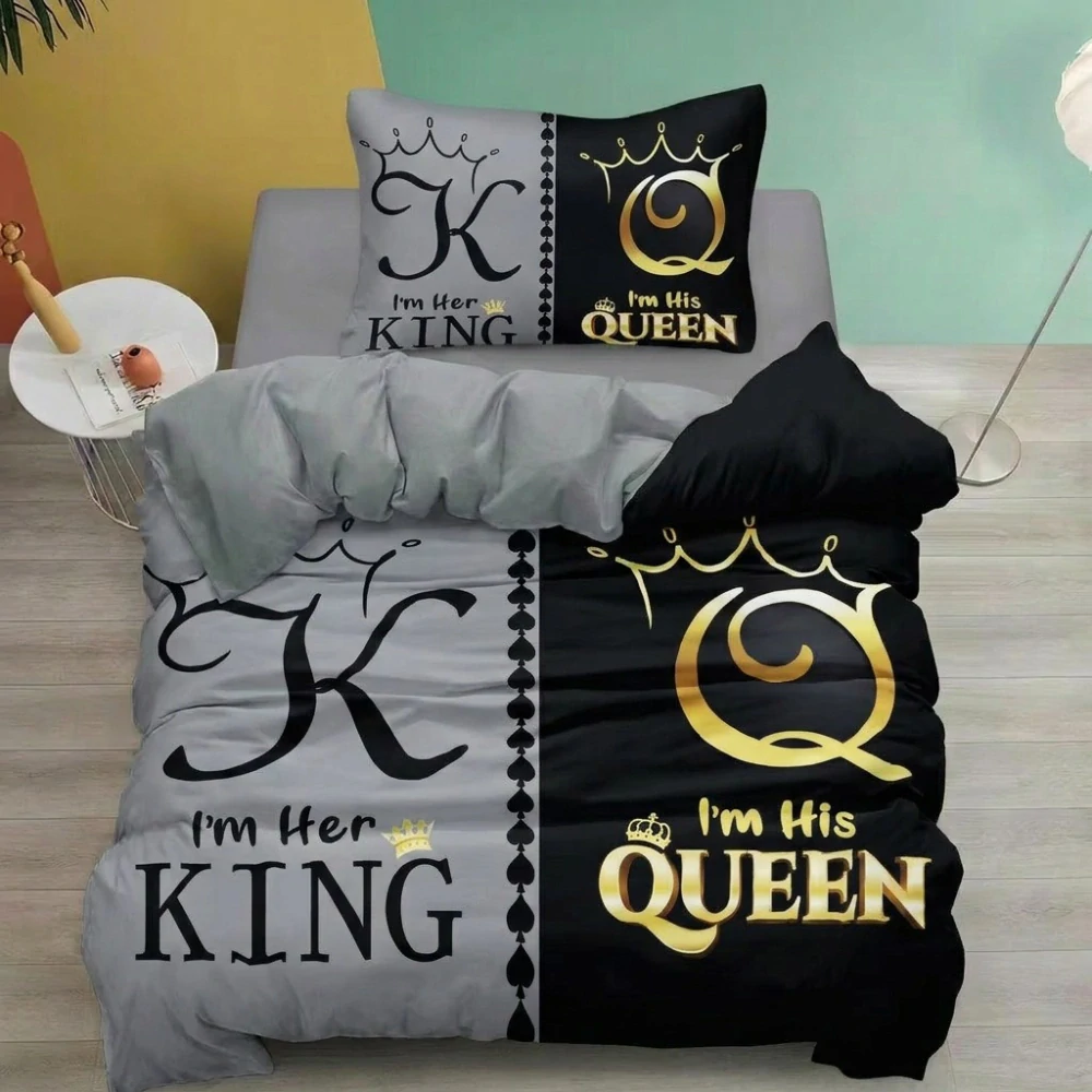 NOVINKA 2026 ! Exkluzivní oboustranné Bavlněné povlečení s 3D efektem 140x200/70x90 cm - KING & QUEEN