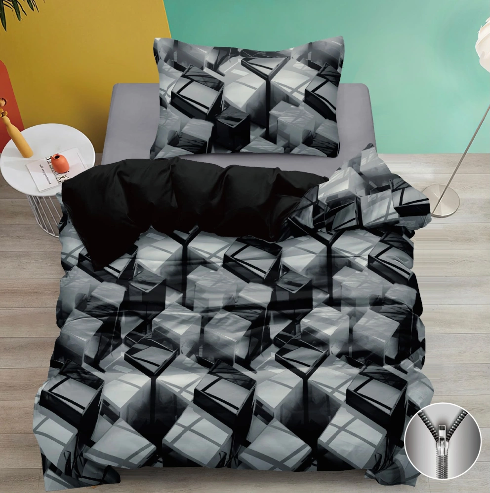 CENOVÝ TRHÁK !  Exkluzivní oboustranné Bavlněné povlečení s 3D efektem 140x200/70x90 cm - AMPHAN - ŠEDÝ