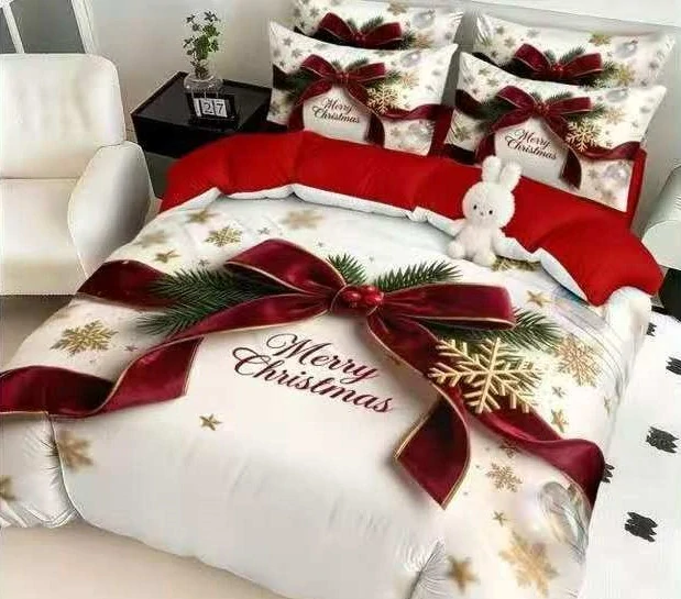 NOVINKA 2026! Sada BAVLNĚNÉHO POVLEČENÍ s 3D efektem 100% BAVLNA – VÁNOCE MERRY CHRISTMAS 140×200/70×90 cm – VESELÉ VÁNOCE BÍLÉ + PROSTĚRADLO ZDARMA!